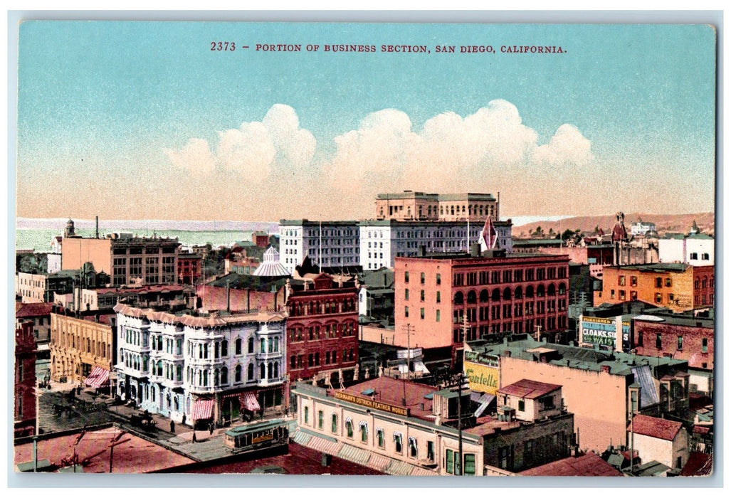 c1950's Portion Of Business Section Buildings San Diego California CA Postcard