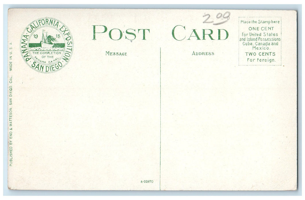 c1910 US Grant Hotel Building Restaurant Classic Cars Park San Diego CA Postcard