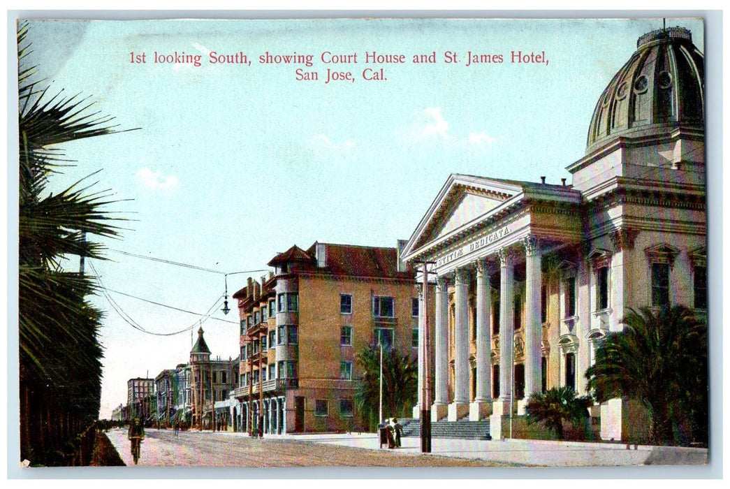c1950's Court House & James Hotel Restaurant San Jose California CA Postcard