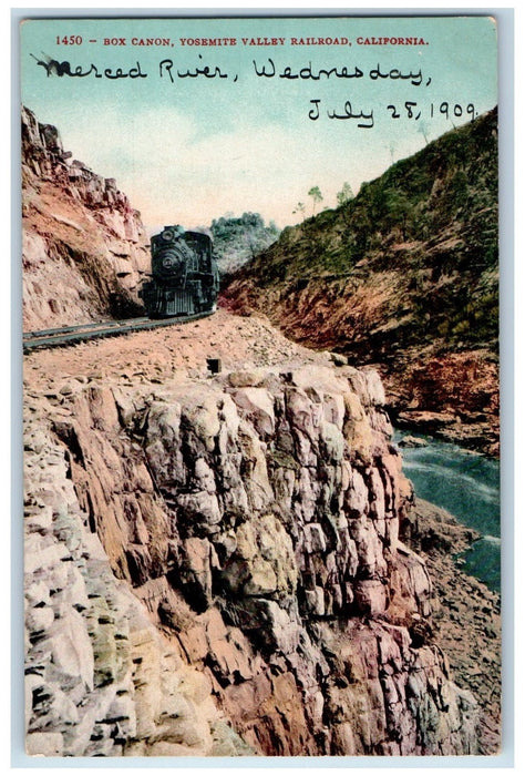 c1950 Box Canon Train Smokestack Yosemite Valley Railroad California CA Postcard