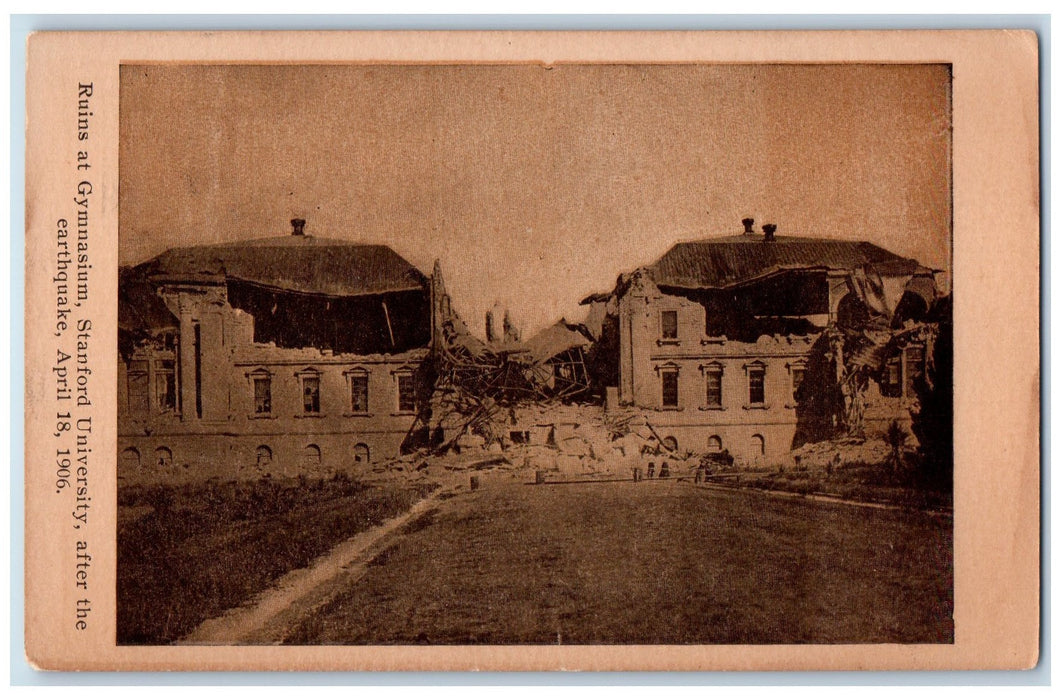 c1905's Ruins At Gymnasium Stanford University After Earthquake 1906 CA Postcard