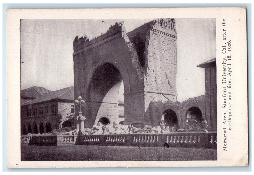 c1905 Memorial Arch Stanford University After Calamity California CA Postcard