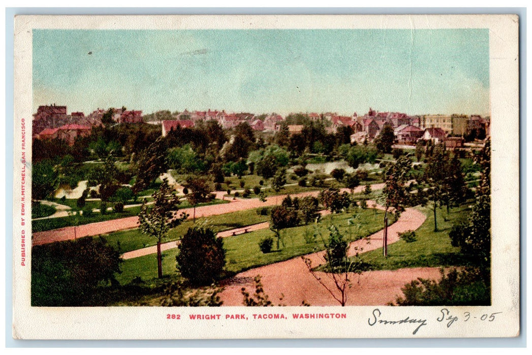 1905 Wright Park Trees Houses Scene Tacoma Washington WA Posted Vintage Postcard