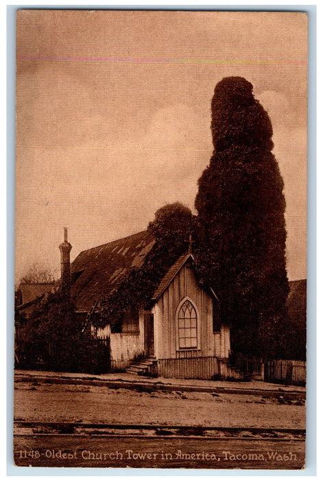 1913 Oldest Church Tower In America Tacoma Washington WA Posted Vintage Postcard