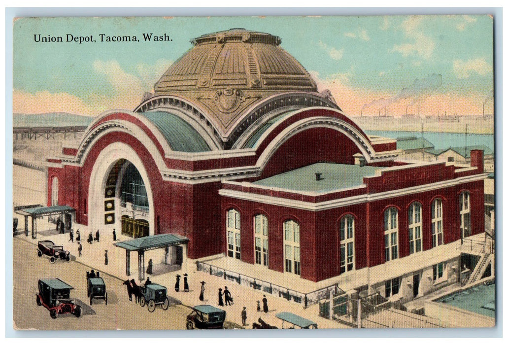 c1910s Union Depot Exterior Carriages Tacoma Washington WA Unposted Postcard