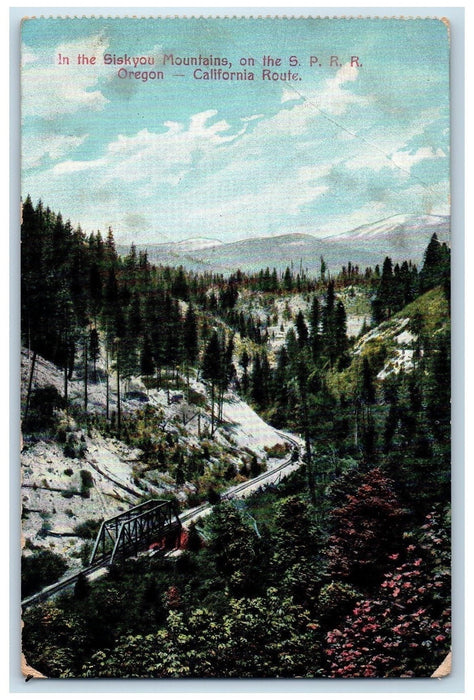 1909 In The Siskiyo Mountains On SP Railroad California Route Oregon OR Postcard
