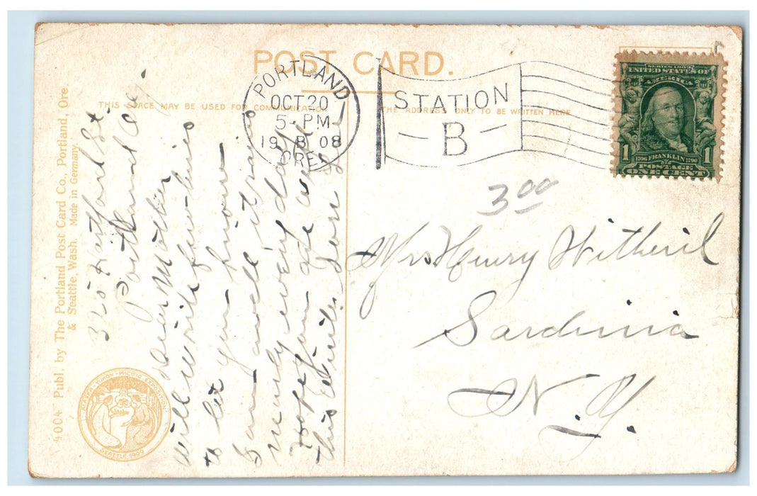 1908 C. Street From 11th Street Looking North View Tacoma Washington WA Postcard