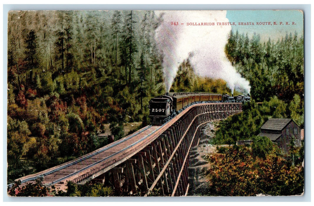 1909 Dollarhide Trestle Train Bridge SP Railroad Shasta Route Oregon OR Postcard