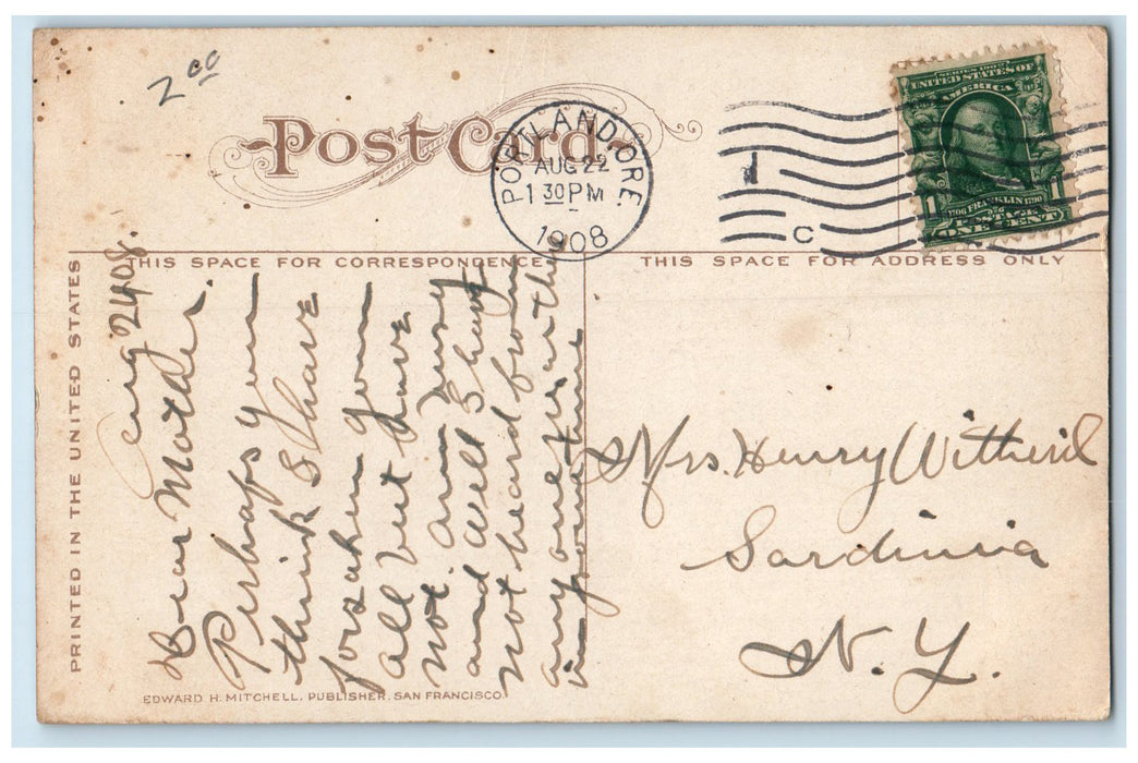 1908 Willamette University Campus Building Stairs Entrance Salem OR Postcard