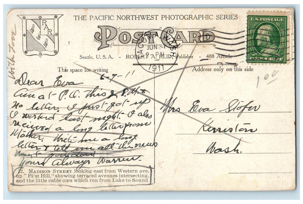 1911 High School And Stadium Mount Tacoma In Distance Scene Tacoma WA Postcard