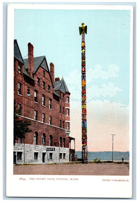 c1905's The Totem Pole Cafe Scene Tacoma Washington WA Unposted Vintage Postcard