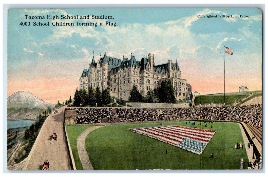 c1905's The Tacoma High School And Stadium Scene Tacoma Washington WA Postcard