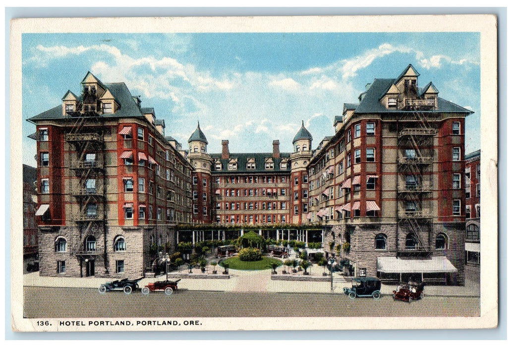 c1920s Hotel Portland Exterior Roadside Portland Oregon OR Unposted Postcard