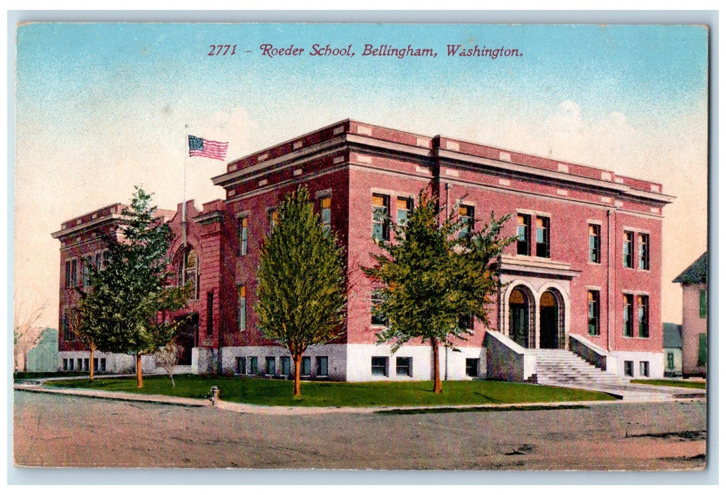 c1950's Roeder School Campus Building Stairs Bellingham Washington WA Postcard