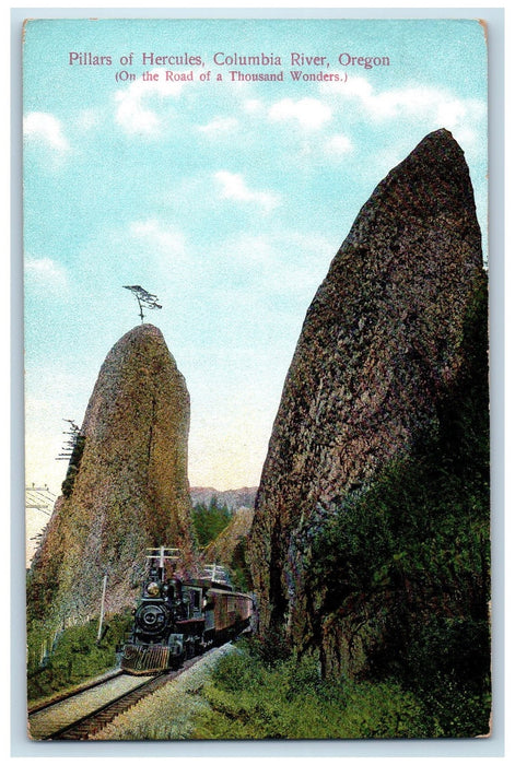 c1910s Pillars Of Hercules View Columbia River Oregon OR Unposted Train Postcard