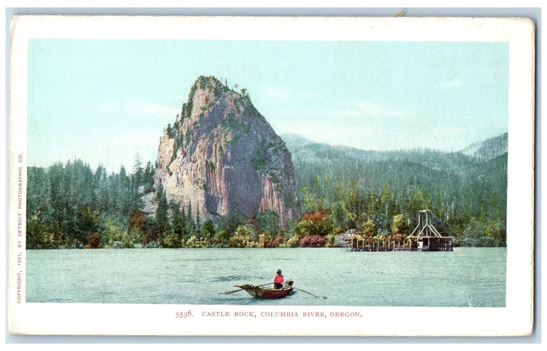 c1905s Castle Rock Canoeing Scene Columbia River Oregon OR Unposted Postcard