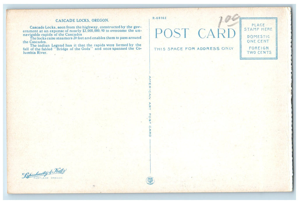 c1920s Cascade Locks Steamship Scene Columbia River Oregon OR Unposted Postcard