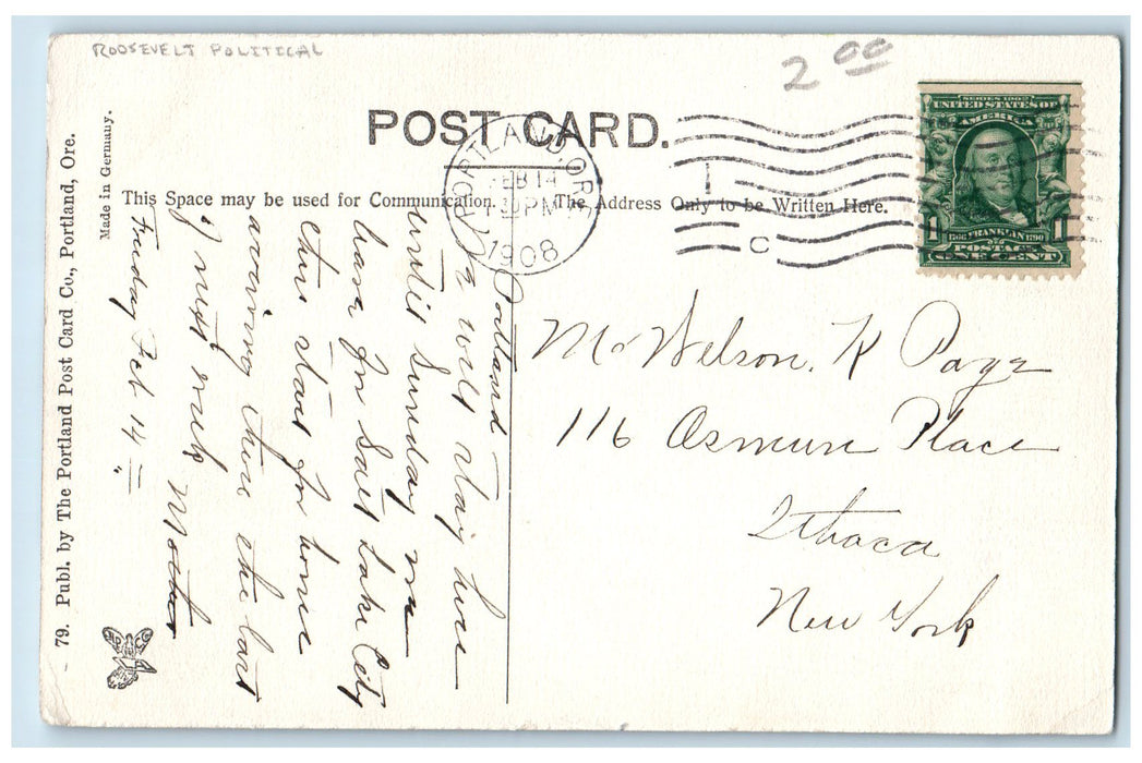 1908 Oregon Big Stick Loggers Log Off Skin Lumber Train Transport OR Postcard