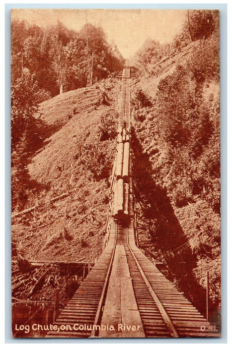 c1940s Log Chute On Road Of Thousand Wonders Columbia River Oregon OR Postcard