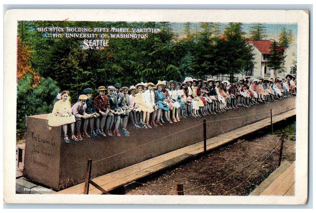 c1910 Big Stick Holding 53 Variety University Of Washington Seattle WA Postcard