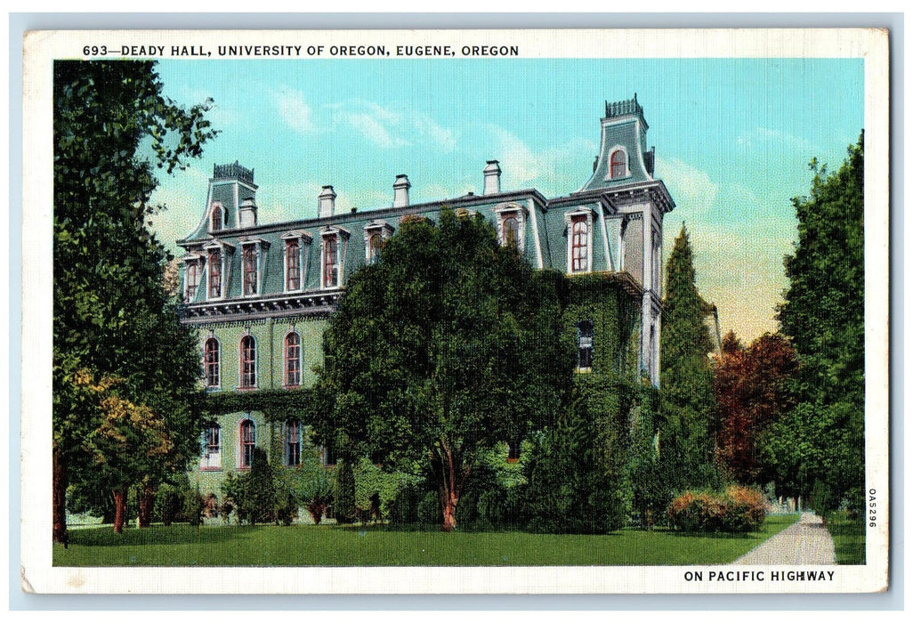 c1940s Deadly Hall University Exterior Of Oregon Eugene Oregon OR Trees Postcard
