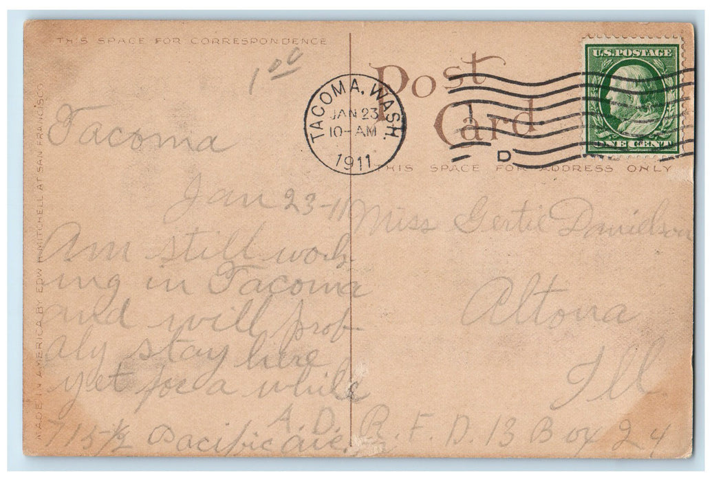 1911 Loop Tunnels 14 & 15 Shasta Route SP Railroad Hills Groves Posted Postcard