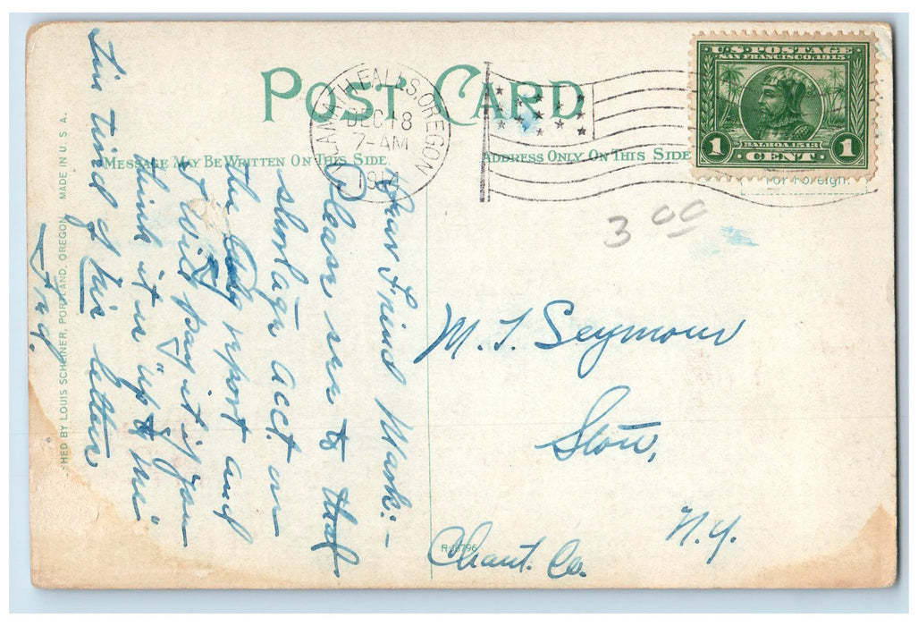 1914 Morrison Street Bridge Trolley Scene Portland Oregon OR Posted Postcard
