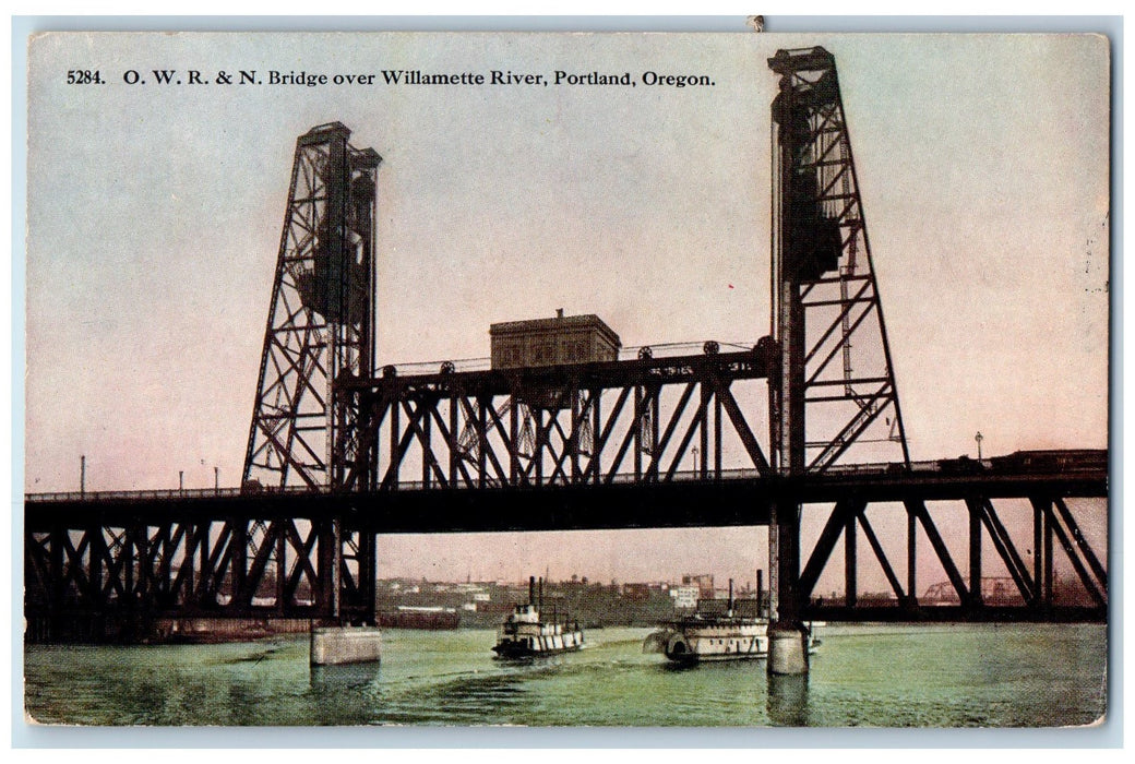c1910s O. W. R. And N. Bridge Over Willamette River Portland Oregon OR Postcard