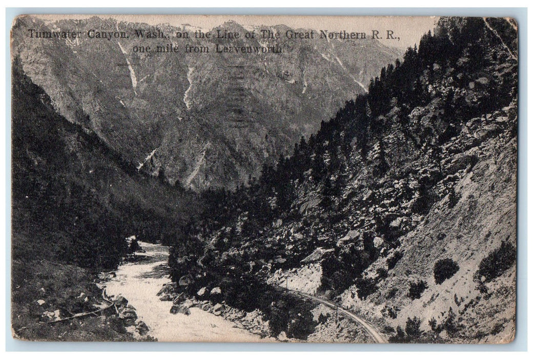 c1910's Northern Railroad Tumwater Canyon Leavenworth Washington WA Postcard