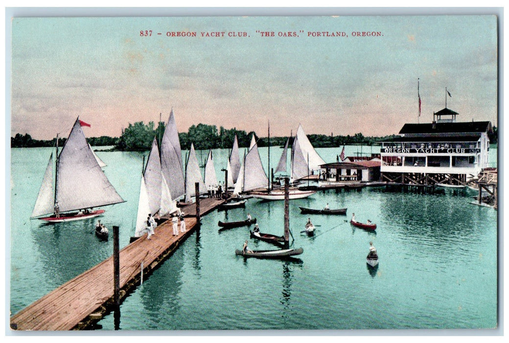 c1910s Oregon Yacht Club Canoe Scene The Oaks Portland Oregon OR Posted Postcard