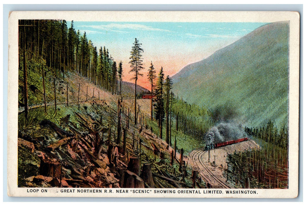 c1920's Loop On Northern Railroad Oriental Limited Scenic Washington WA Postcard