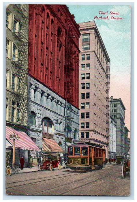 c1910s Third Street Buildings Shops Scene Portland Oregon OR Unposted Postcard