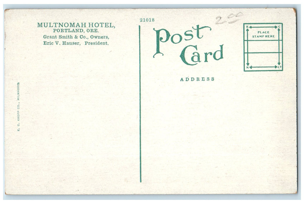c1940s Multnomah Hotel Exterior Roadside Portland Oregon OR Unposted Postcard