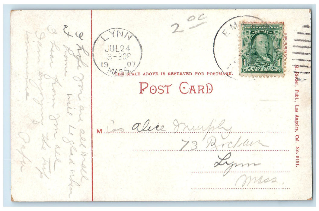 1907 Fifth Street And Post Office Scene Portland Oregon OR Posted Trees Postcard