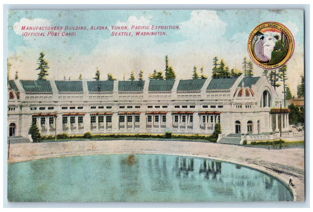 c1950 Manufacturers Building Alaska Yukon Pacific Exposition Seattle WA Postcard