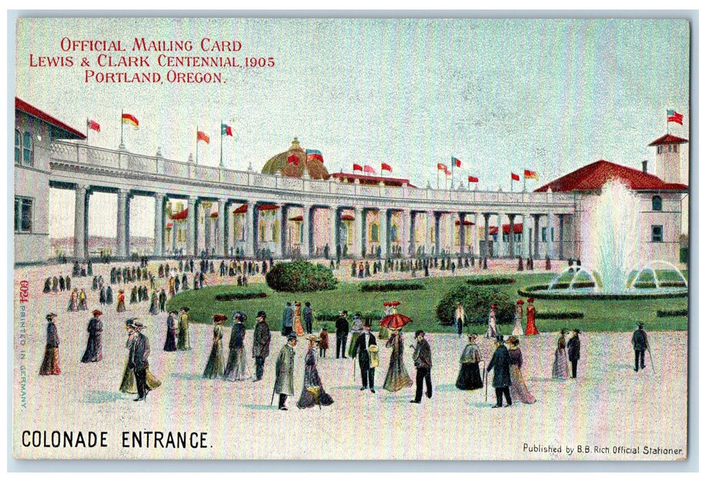 c1905s Colonade Entrance People Flags Scene Portland Oregon OR Unposted Postcard