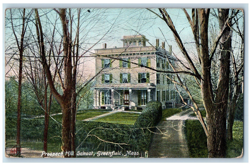 1909 Prospect Hill School Exterior Greenfield Massachusetts MA Posted Postcard