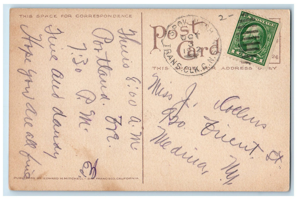 1920 North Central High School Administration Building Flag Spokane WA Postcard