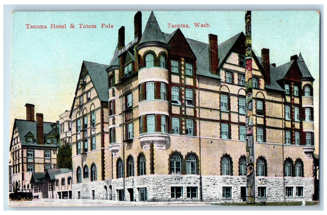 c1950's Tacoma Hotel & Totem Pole Restaurant View Tacoma Washington WA Postcard