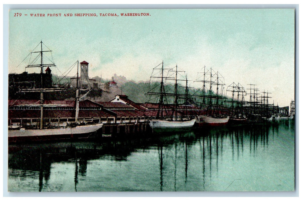 c1950's Water Front & Shipping Docking Ship Boat Tacoma Washington WA Postcard