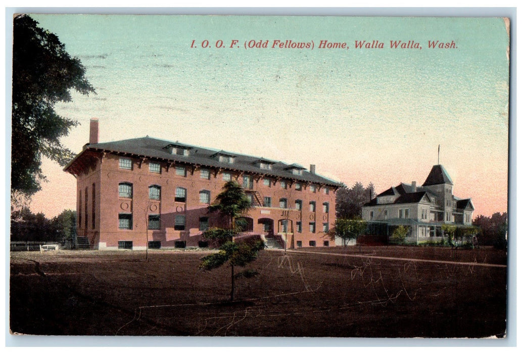 1911 Odd Fellows Home Building Entrance Stair Walla Walla Washington WA Postcard