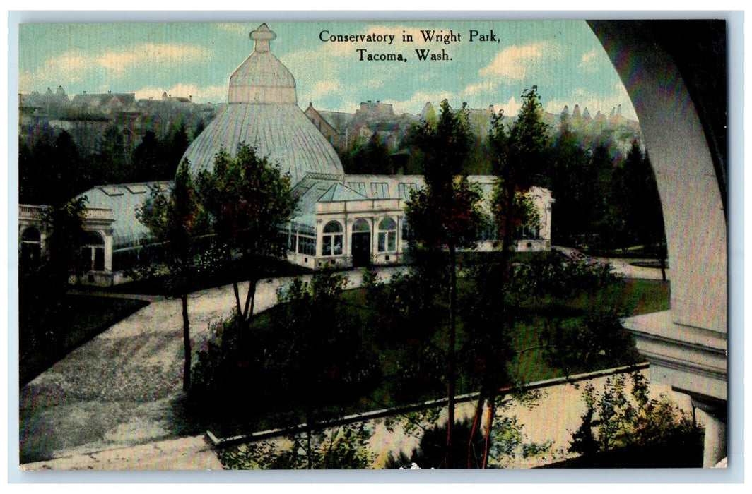 c1910 Conservatory In Wright Park Dome Building Tacoma Washington WA Postcard