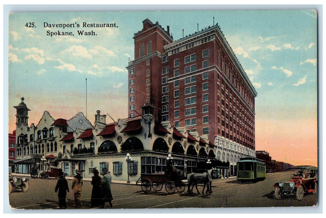 c1910 Davenports Restaurant Building Railway View Spokane Washington WA Postcard