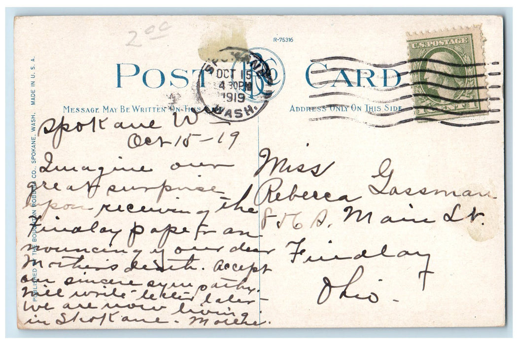 1919 CM & St. P Train Crossing Spokane River Bridge Railroad Spokane WA Postcard