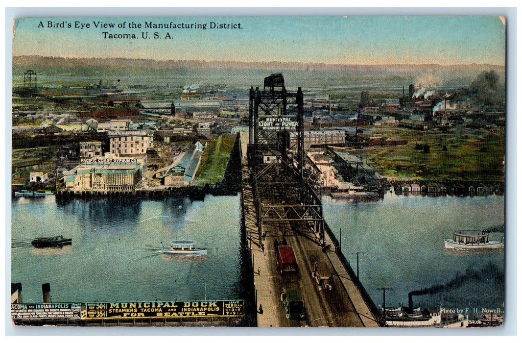 c1910 Birds Eye View Manufacturing District Tacoma Washington WA Posted Postcard