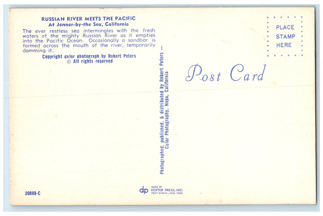 c1960s Russian River Meets The Pacific Scene At Jenner-By-The-Sea CA Postcard