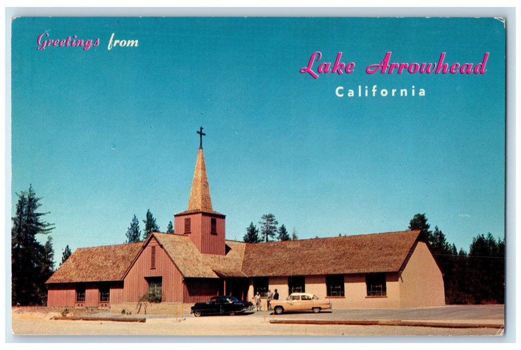 c1960s Greetings From Lake Arrowhead Community Church California CA Postcard