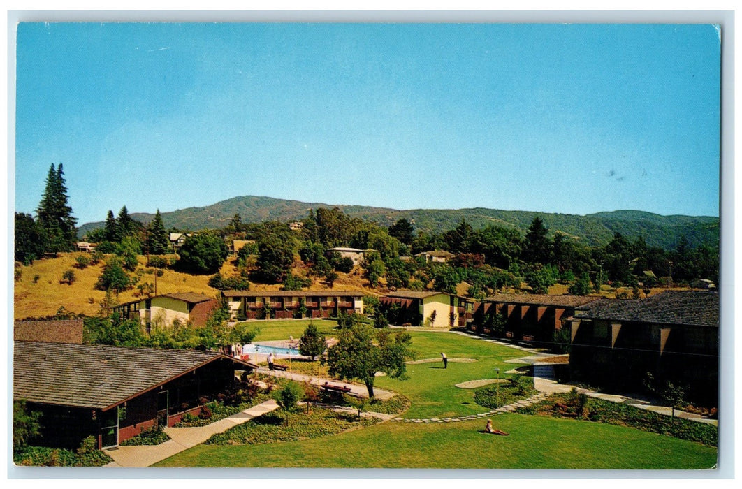 c1960s Los Gatos Lodge Patio And Sun Deck Los Gatos California CA Trees Postcard
