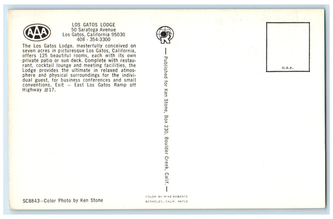 c1960s Los Gatos Lodge Patio And Sun Deck Los Gatos California CA Trees Postcard