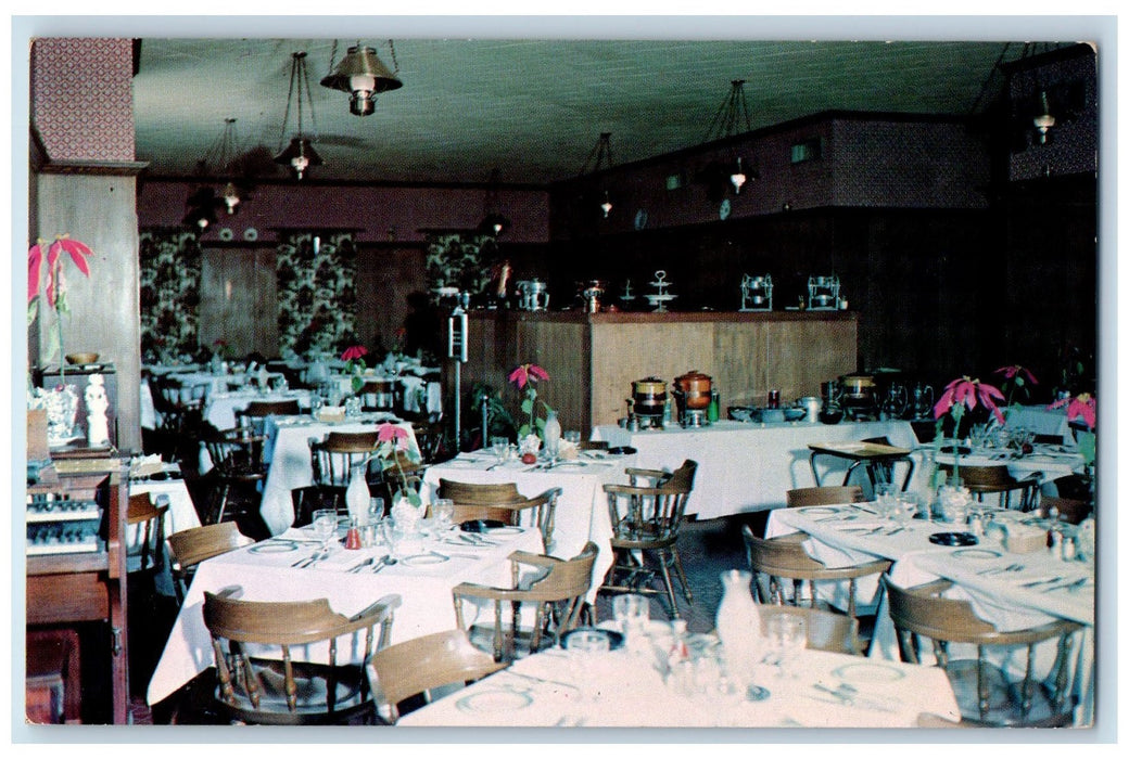 c1960s Mackenzie Colonial Manor Restaurant Interior Weldon NC Unposted Postcard